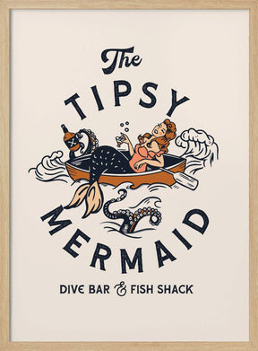 Tipsy Mermaid Dive Bar Mermaid Art Poster