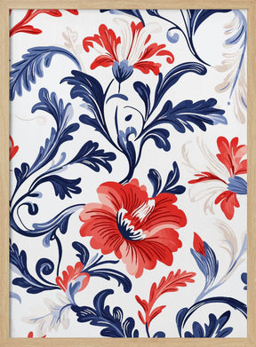 Floral In Blue and Red Poster