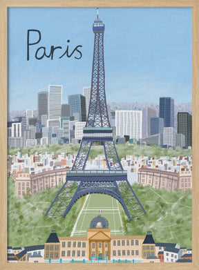 Eiffel Tower with Paris City in Background by Artist Carla Daly Poster