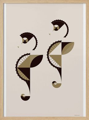 Golden Animals - Seahorses (white Poster