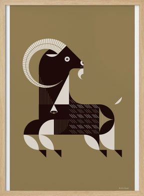 Golden Animals - Kri Kri Goat (Gold) Poster