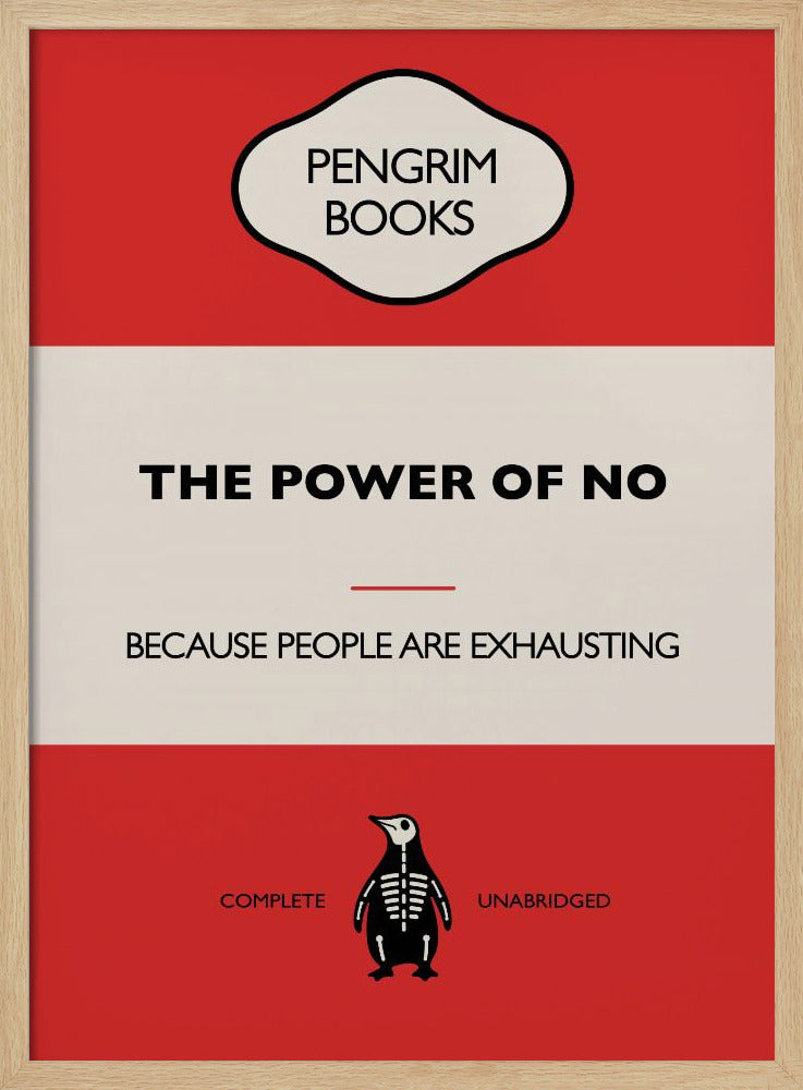 The Power of No - Funny Vintage Book Cover - Sarcastic Self Help - Red Poster