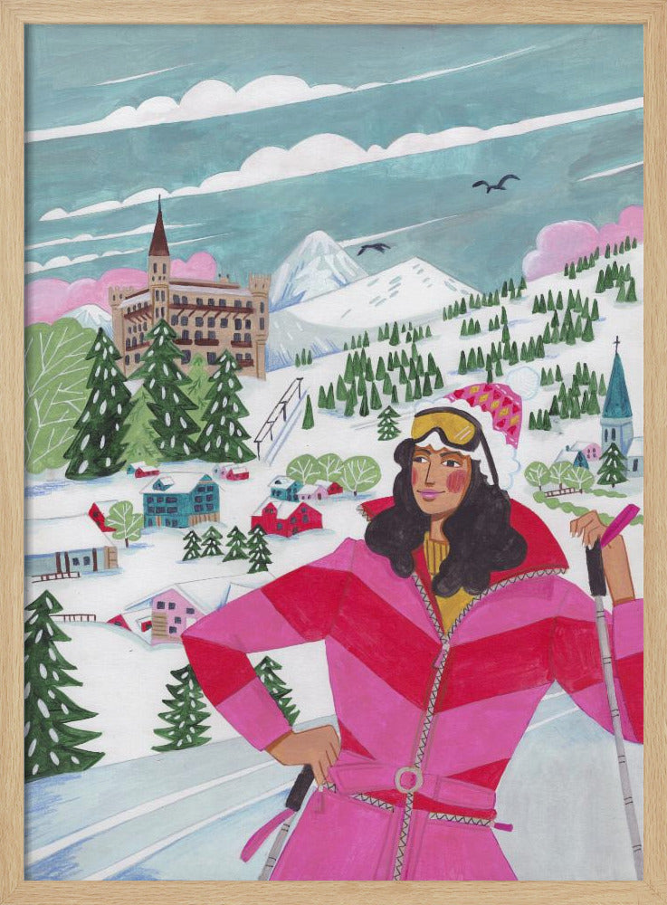 Winter Scene Woman Skiing Poster