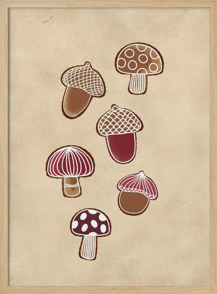 Acorn and mushroom cookies Poster