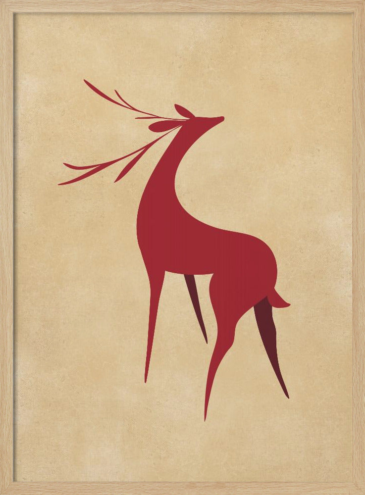 Stylized retro deer red/tan Poster