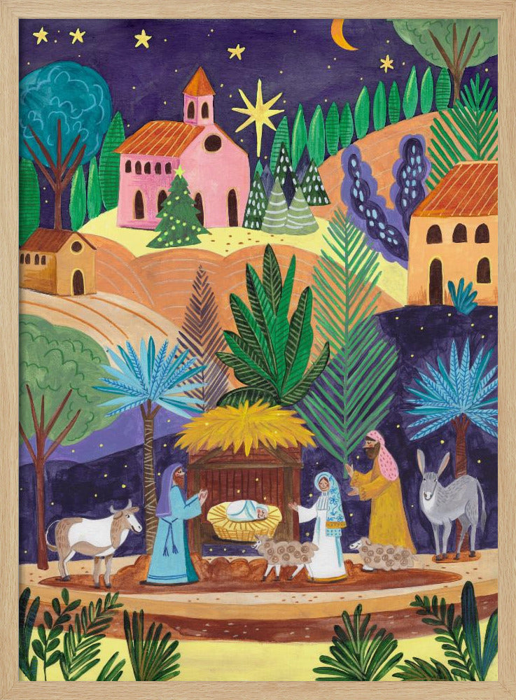 Nativity Scene starry night Poster