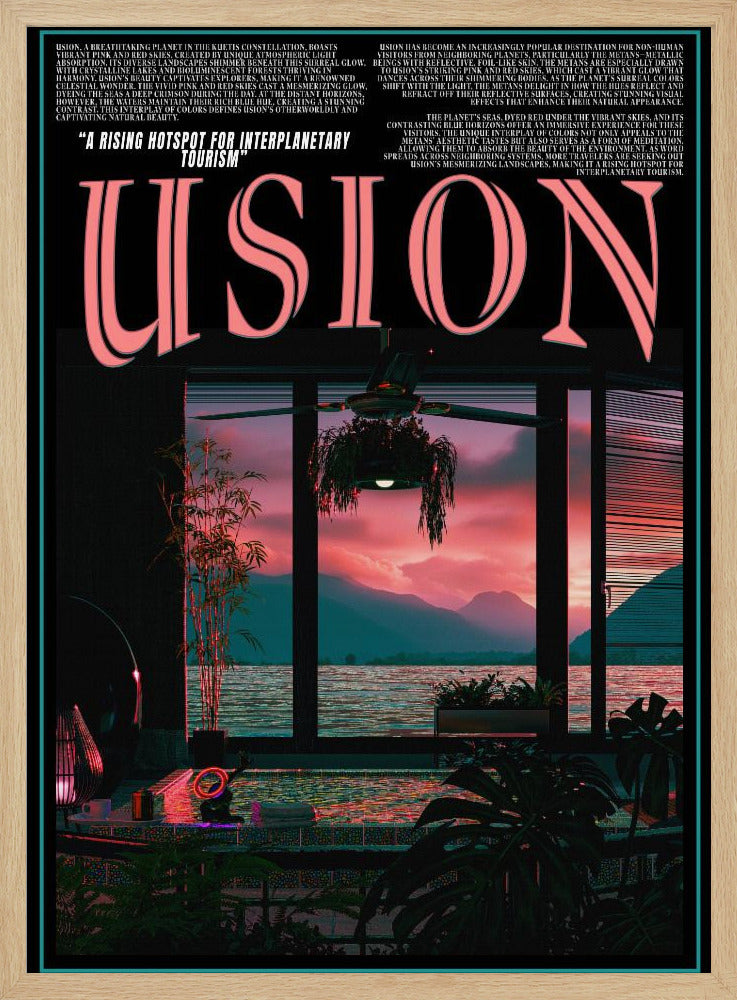 &#039;USION&#039; Fiction vaporwave travel poster Poster