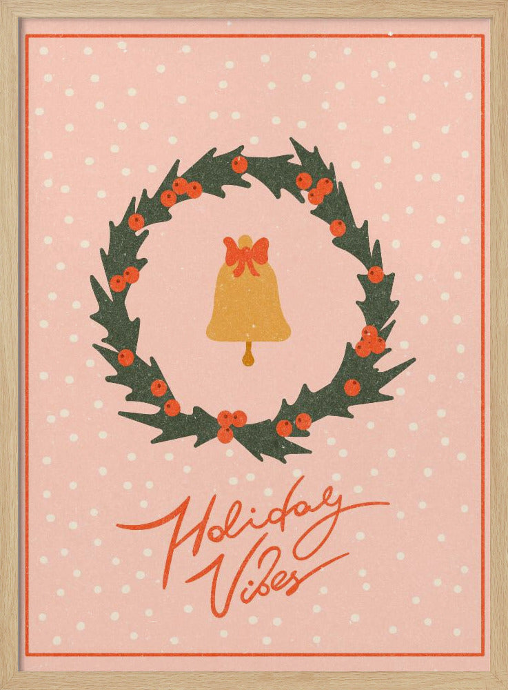 Christmas wreath with bell and bow Poster