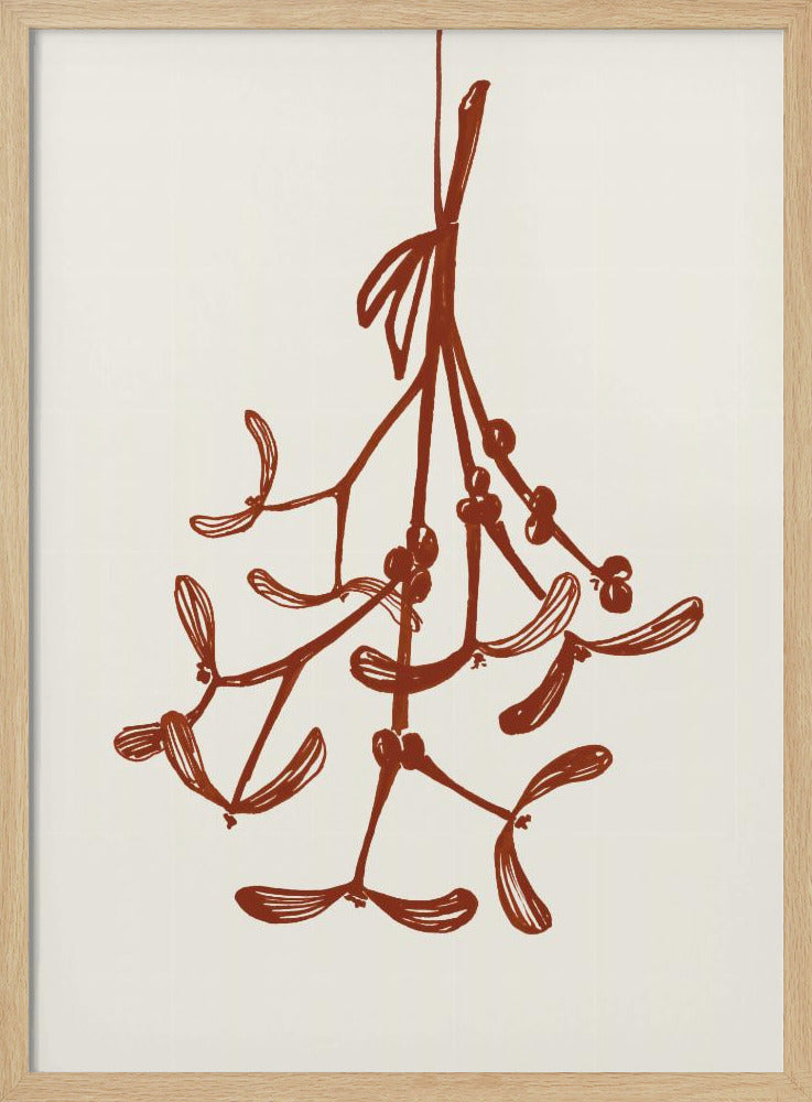 Mistletoe ink sketch (red) Poster