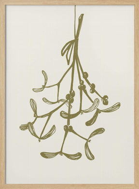 Mistletoe ink sketch (olive green) Poster