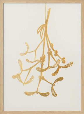 Mistletoe ink sketch (gold) Poster