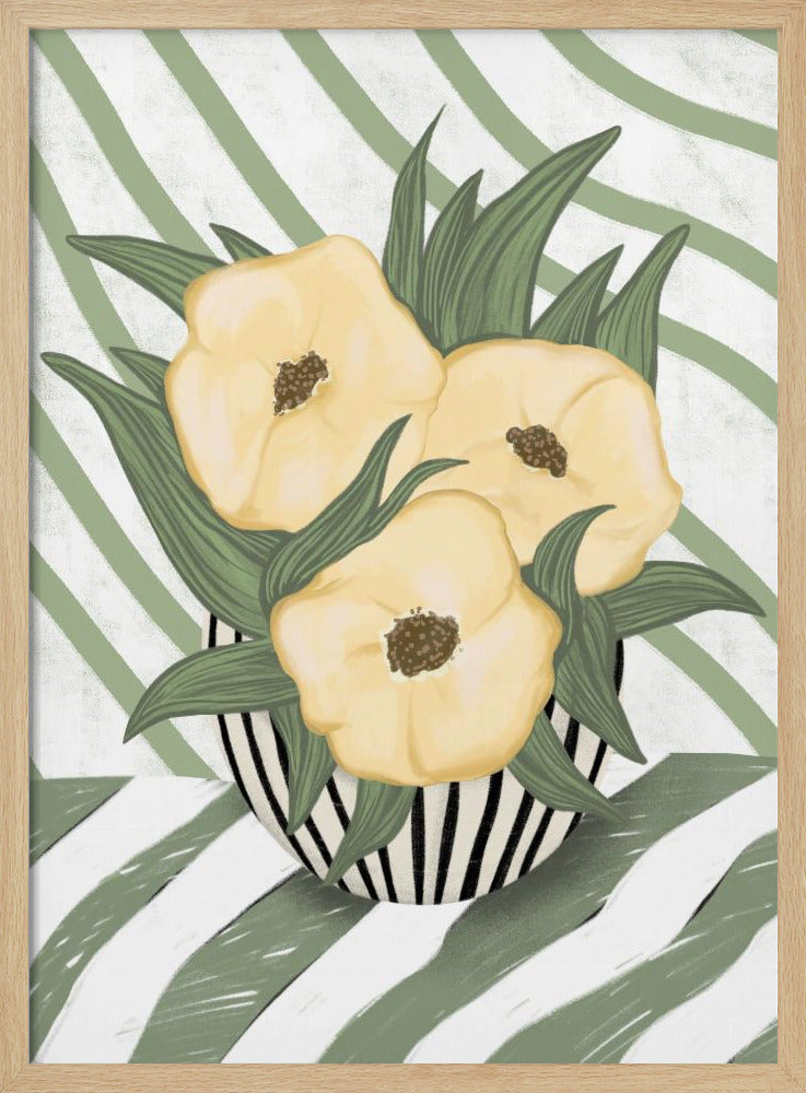 Yellow poppies in vase Poster