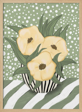 Yellow poppies in vase Poster