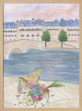 Paris Picnic At the Seine Poster