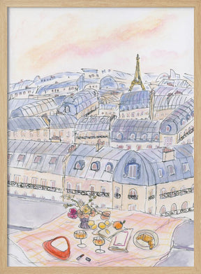 Parisian Rooftop Picnic With Eiffel Tower Views Poster