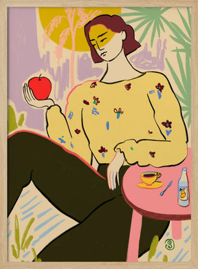 Woman With Apple Poster