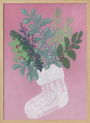 Pink floral stocking Poster