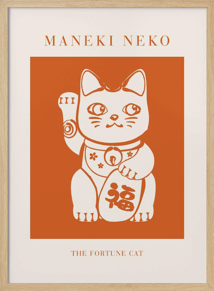 Maneki-neko Cat Orange Poster