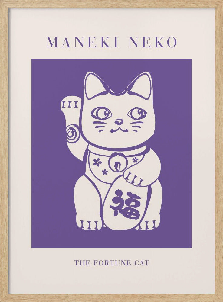 Maneki-neko Cat Purple Poster