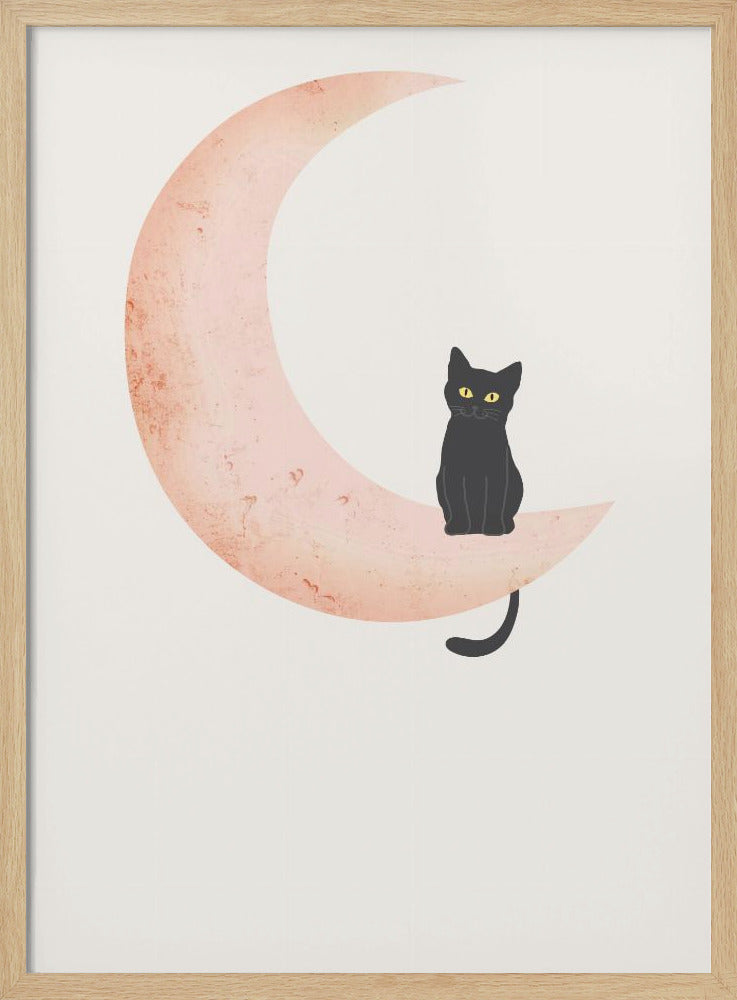 Cat Crescent Moon Poster