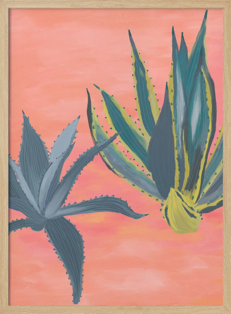 Pink Coral Cacti Poster