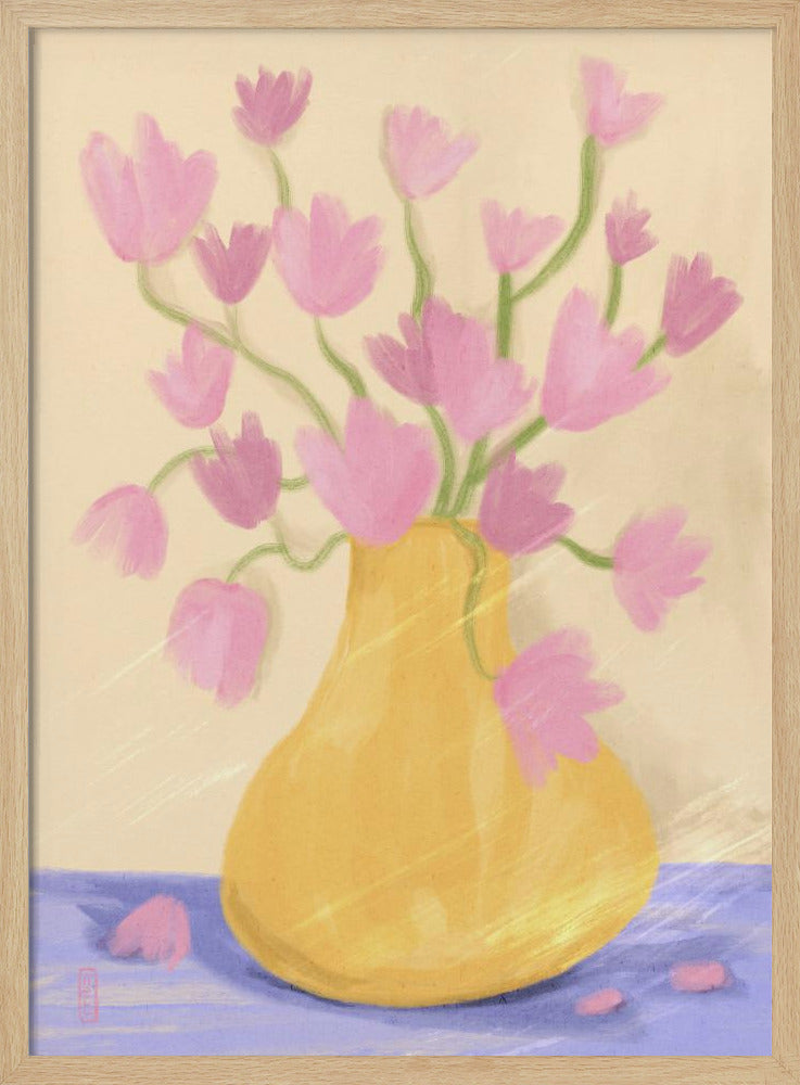 Simple Spring Blossoms In a Vase Illustration Art Poster