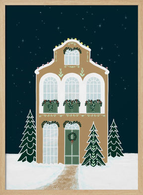 Starry gingerbread home Poster