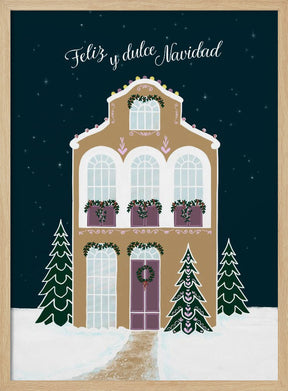 Starry gingerbread home - Feliz y dulce Navidad - Mauve Poster