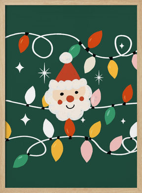 Holiday Christmas Santa Workshop Minimal Retro Green Poster