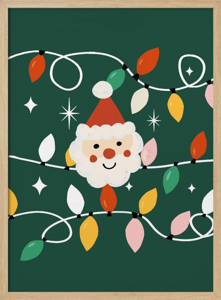 Holiday Christmas Santa Workshop Minimal Retro Green Poster