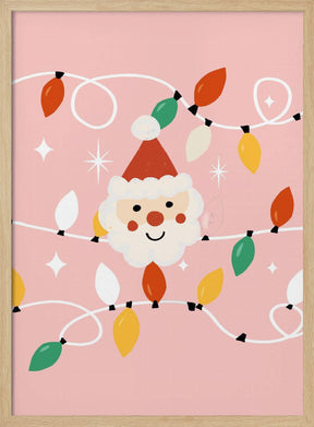 Holiday Christmas Santa Workshop Minimal Retro Pink Poster