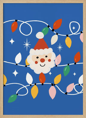 Holiday Christmas Santa Workshop Minimal Retro Blue Poster