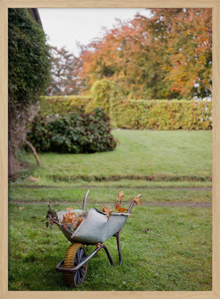 Autumn Wheelbarrow | Rustic Fall Garden Scene Poster