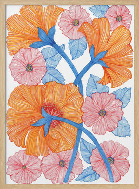 Big Orange Blooms Poster