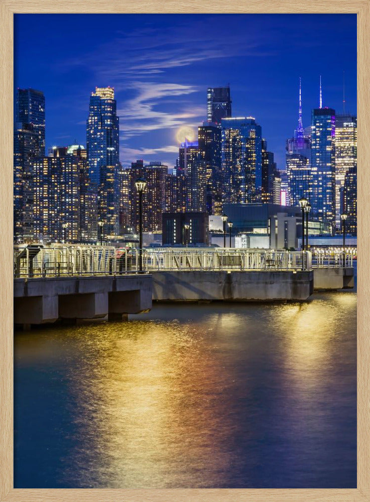 Harvest Moon over the Midtown Manhattan Skyline Poster