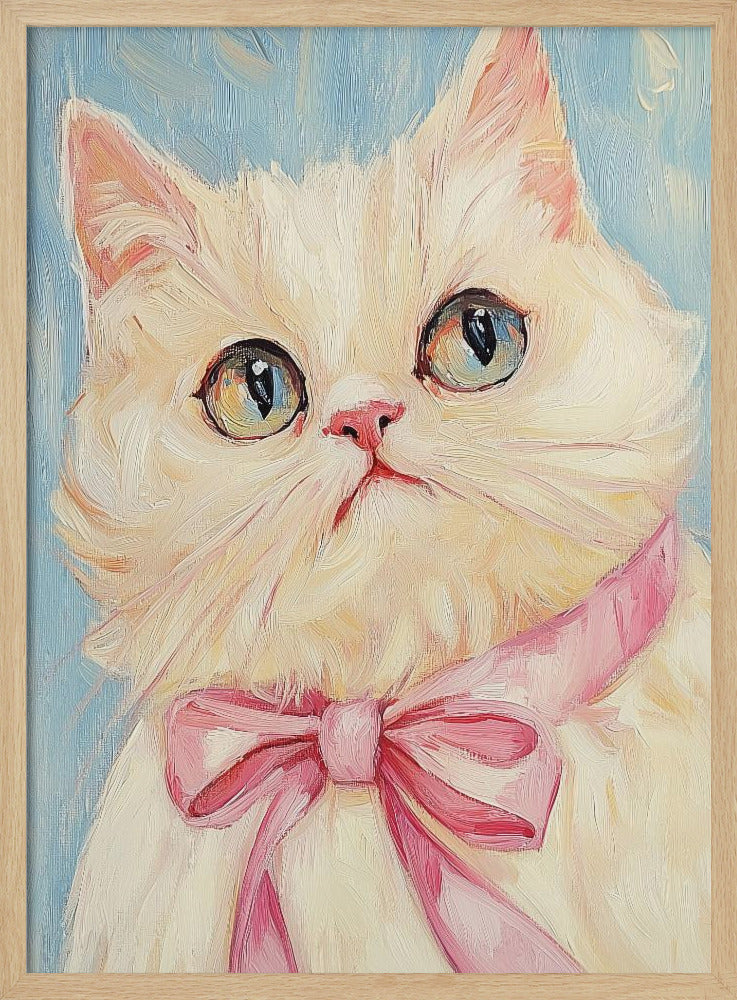 Pink Bow White Cat Poster