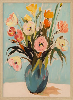 Colorful Flowers in Vase Poster