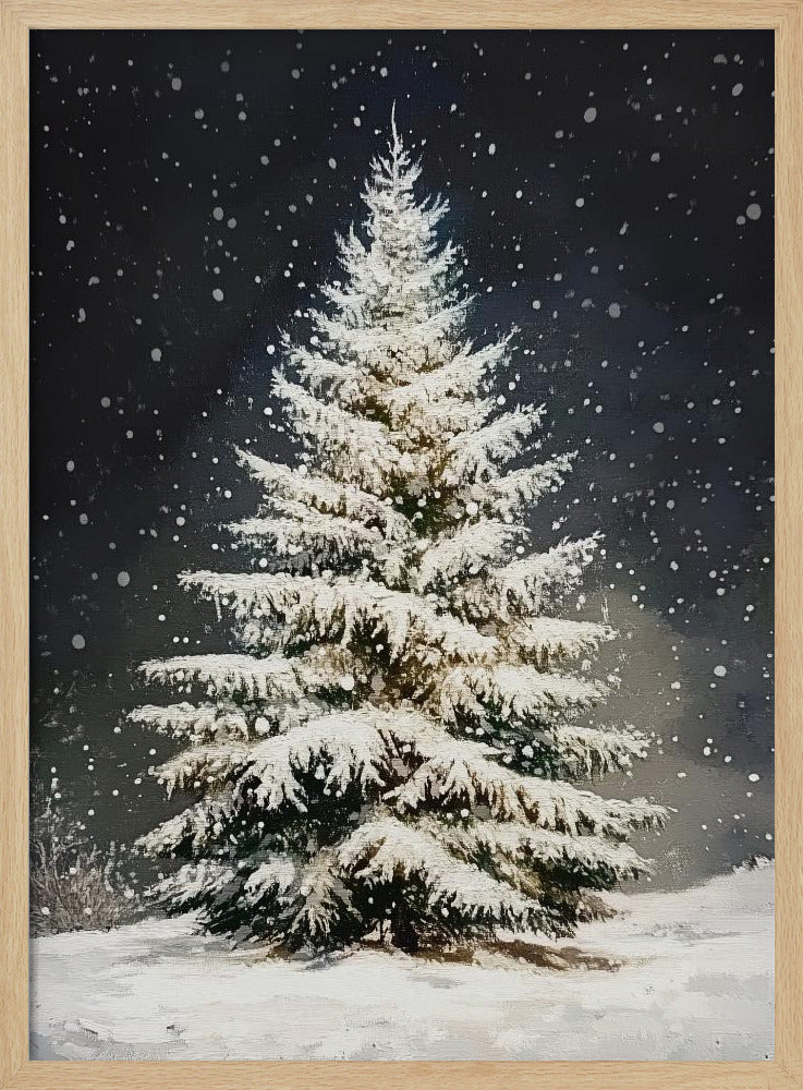 Snowfall Christmas Tree Poster