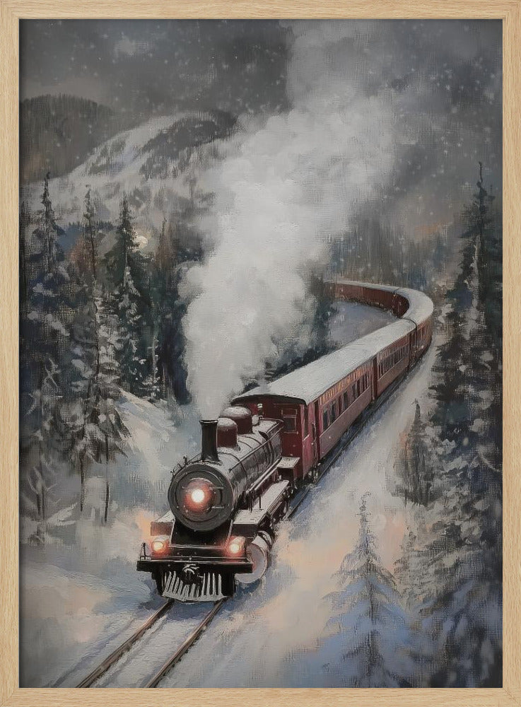 Snowfall Steam Train Poster