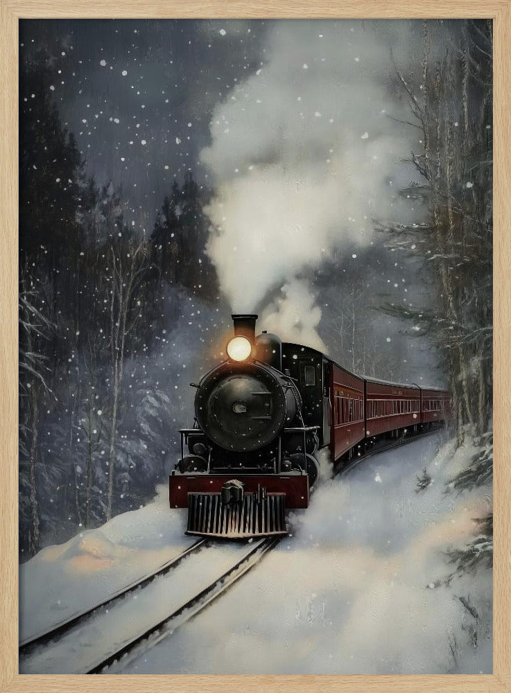 Winter Steam Train Poster