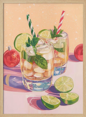 Mojito Summer Cocktails with Lime and Mint Poster