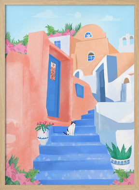 Santorini Street Poster