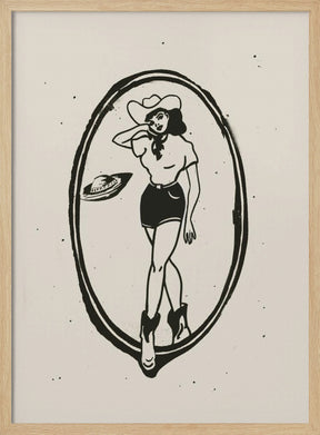 Pinup Space Cowgirl Poster