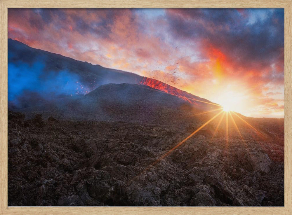 Volcano Sunrise Poster