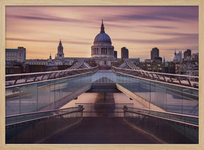 Millennium bridge leading towards St. Paul's church Poster