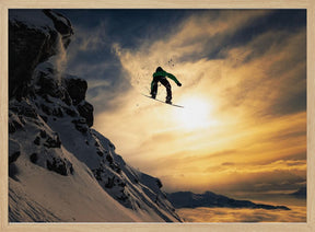 Sunset Snowboarding Poster