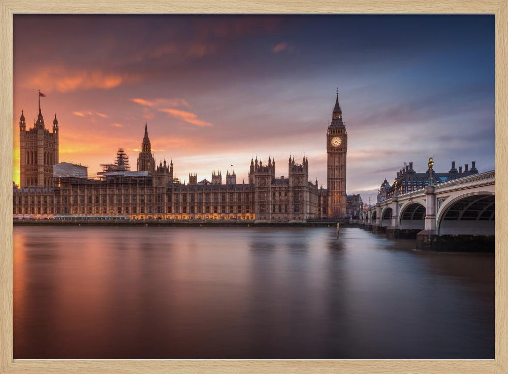 London Palace of Westminster Sunset Poster