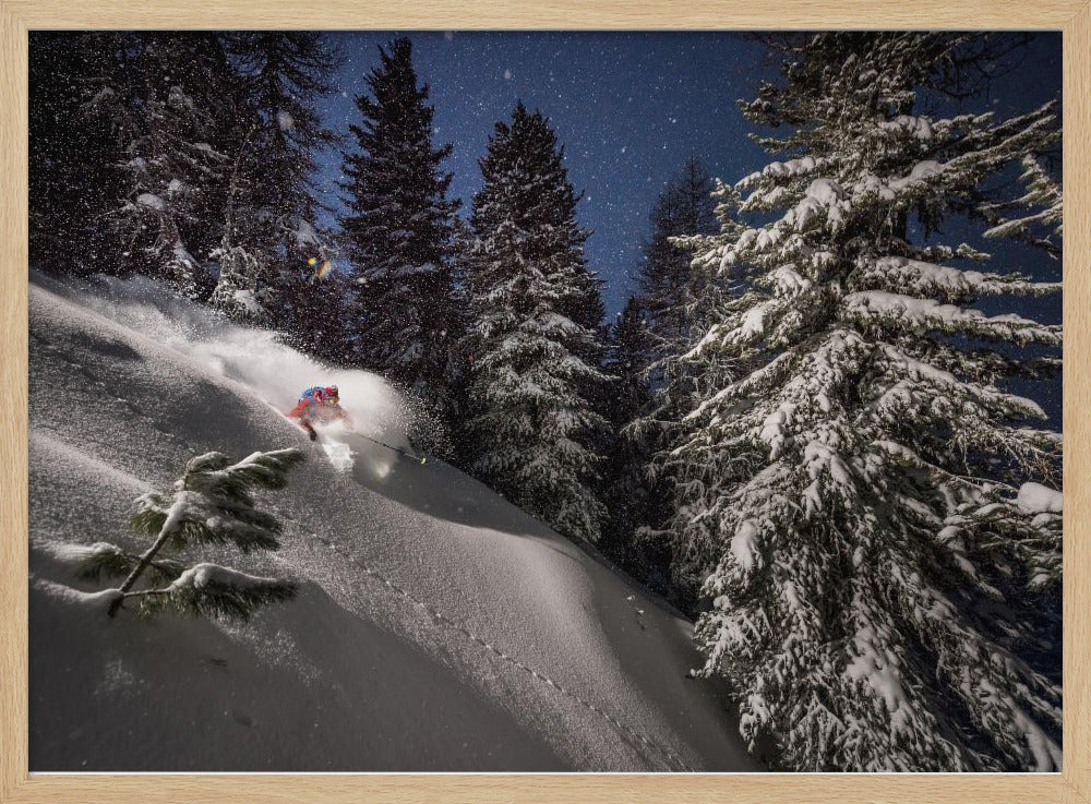 Night Powder turns with Adrien Coirier Poster