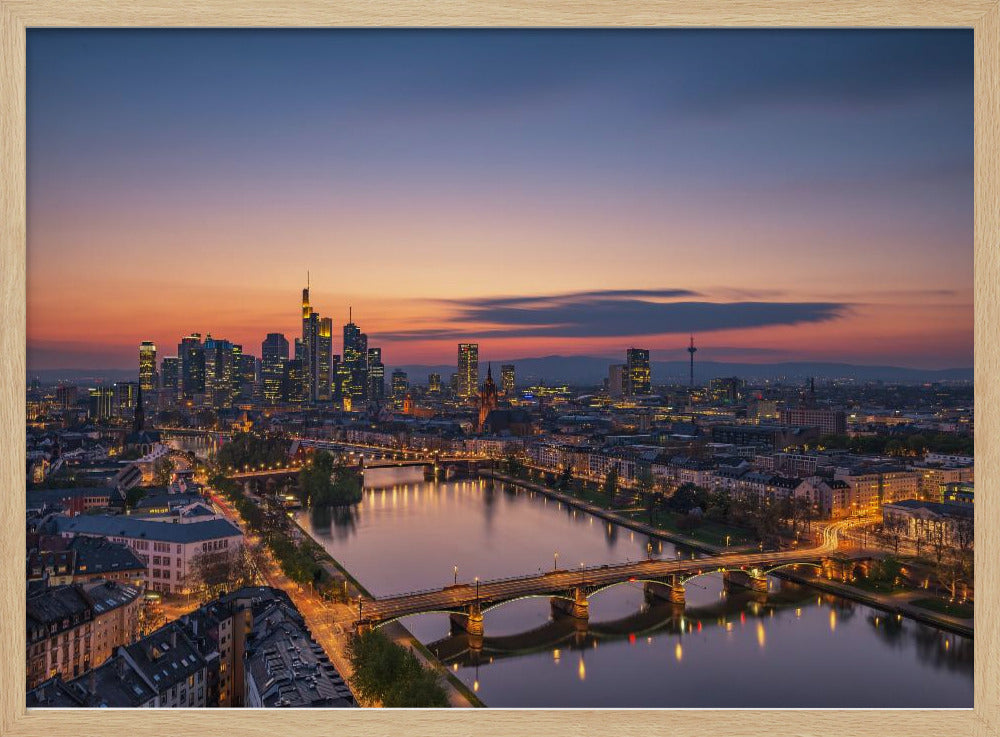 Frankfurt Skyline at sunset Poster