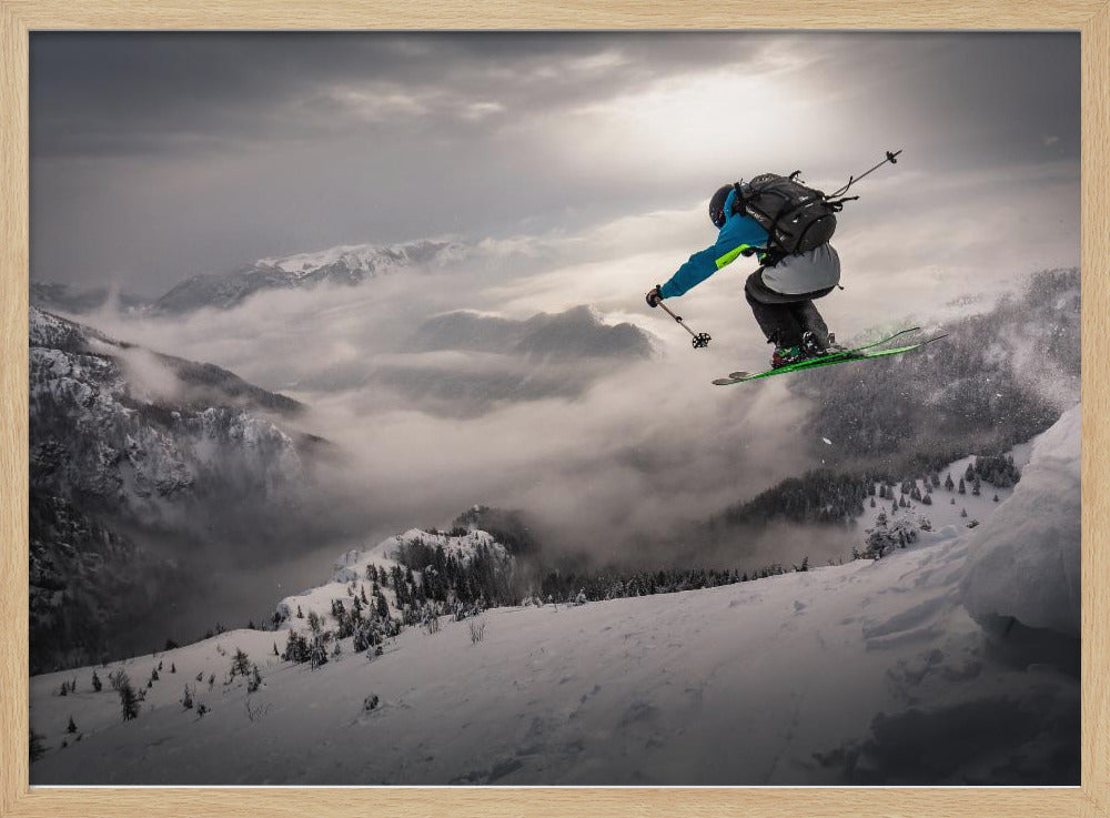 Backcountry skiing Poster